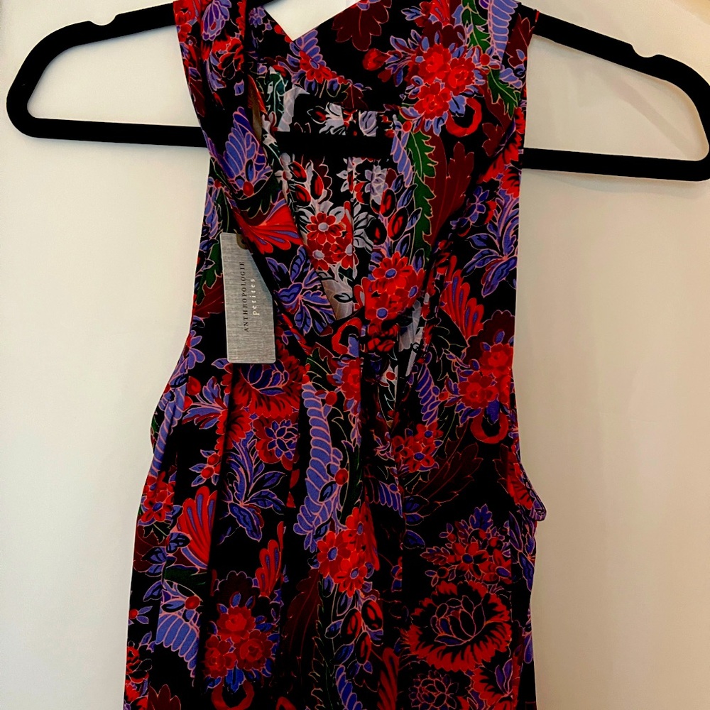 Floral Sleeveless Dress - Red and Purple